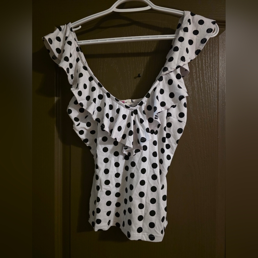 Polka Dot Ruffle Women's Top